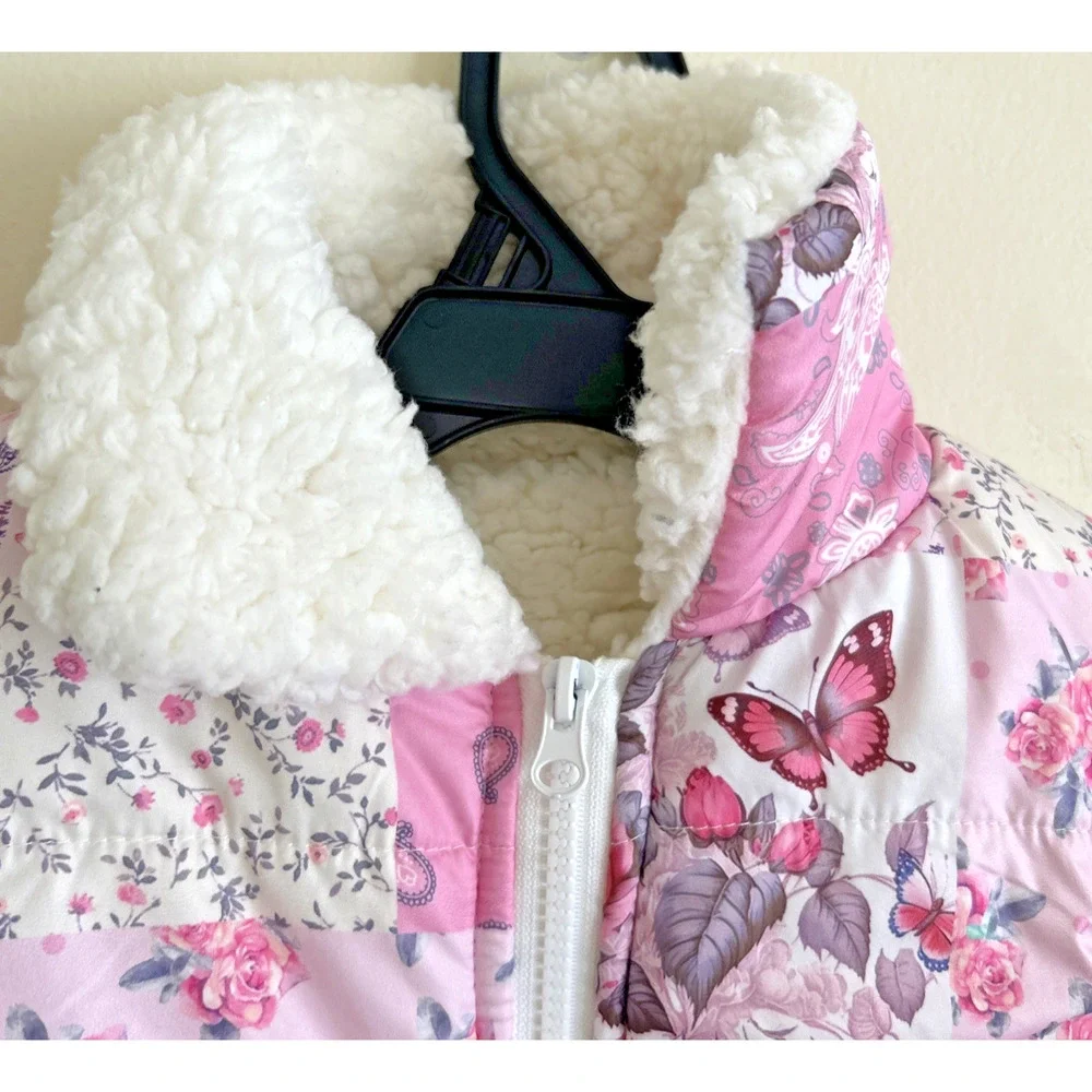 Cracker Barrel Toddler Girls Patchwork Quilt shabby chic cottage Puffer Vest 4T